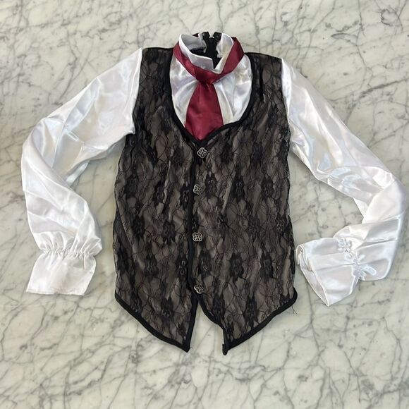 Vampire Dracula Costume Kids Cape and Vest Black Sz 7 - Picture 1 of 5